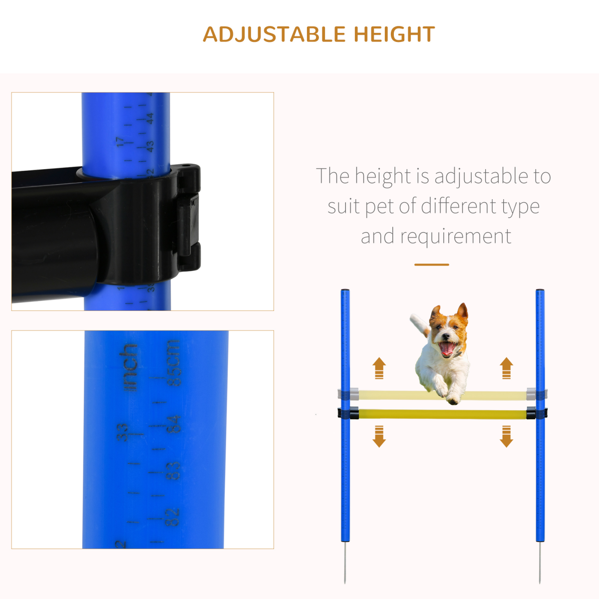 Pawhut Dog Agility Training Equipment with Poles, Hurdle, Tunnel, Adjustable Jump Height, Ground Spikes and Portable Bag