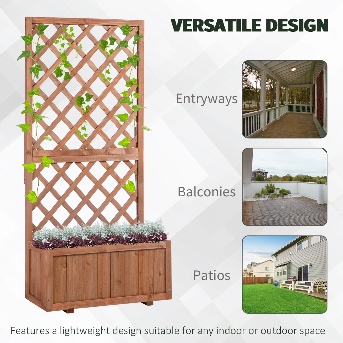 Outsunny Wooden Flower Box with Rear Net Board Display Stand