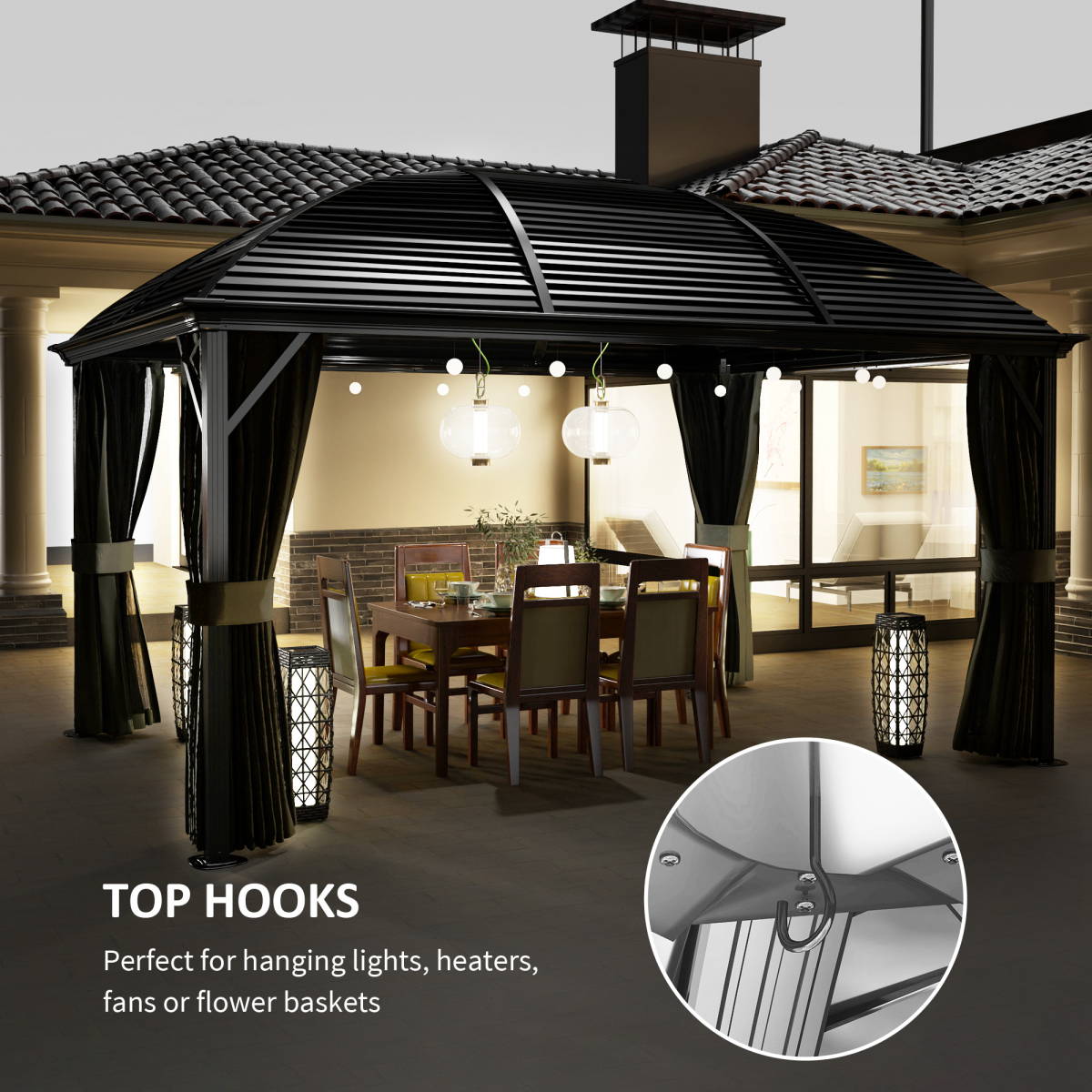 Outsunny 3 x 4m Hardtop Aluminium Gazebo, Dark Grey