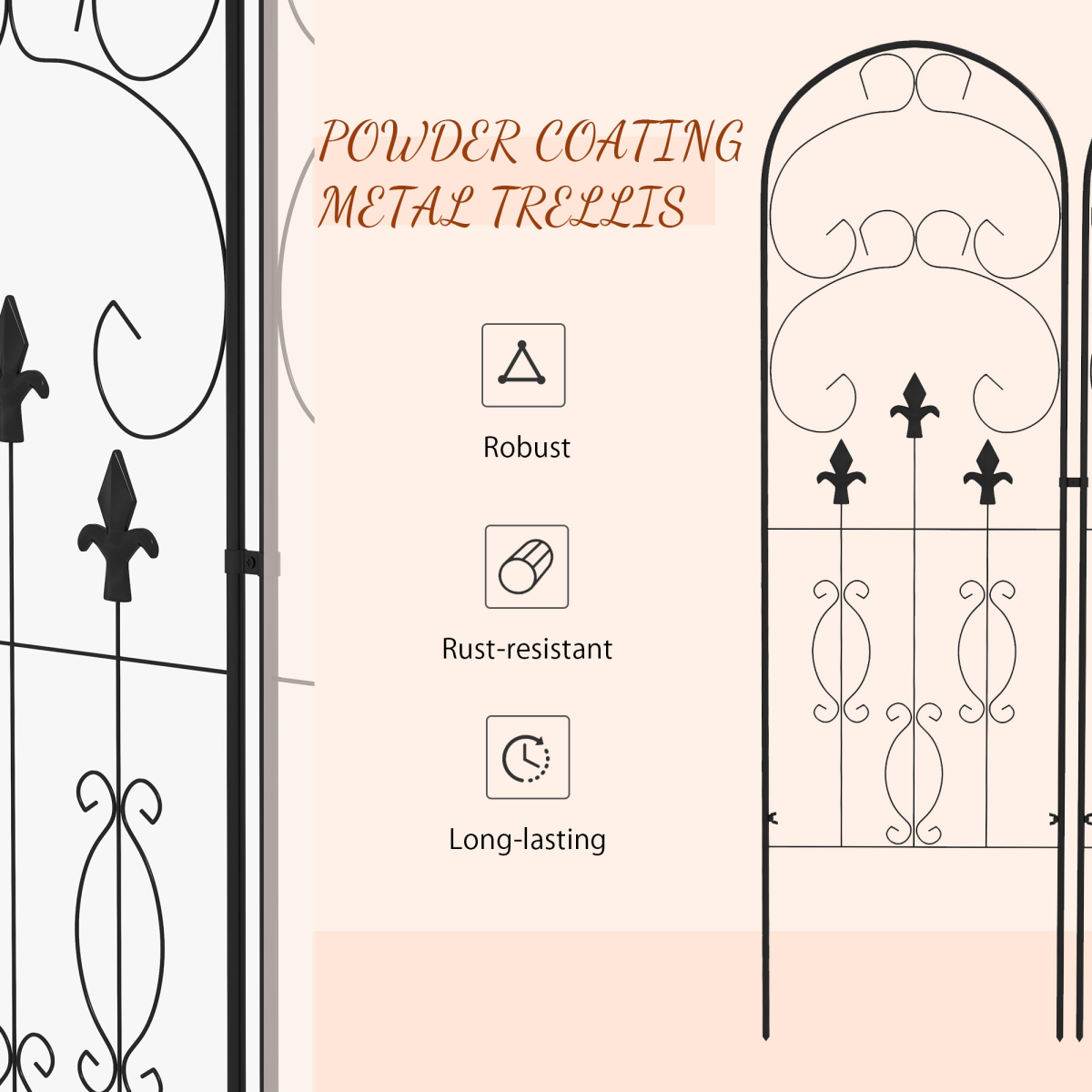 Outsunny Set of 2 Metal Trellis for Climbing Plants, Scrolls Design