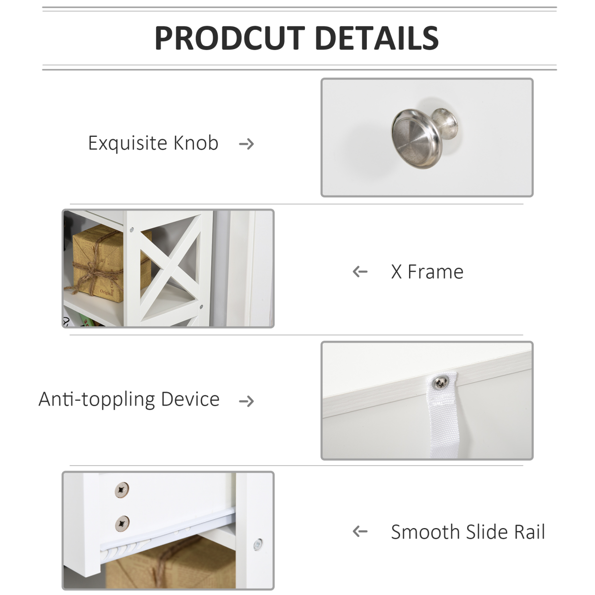 HOMCOM White Console Table with 2 Drawers, Shelves and Flat Top
