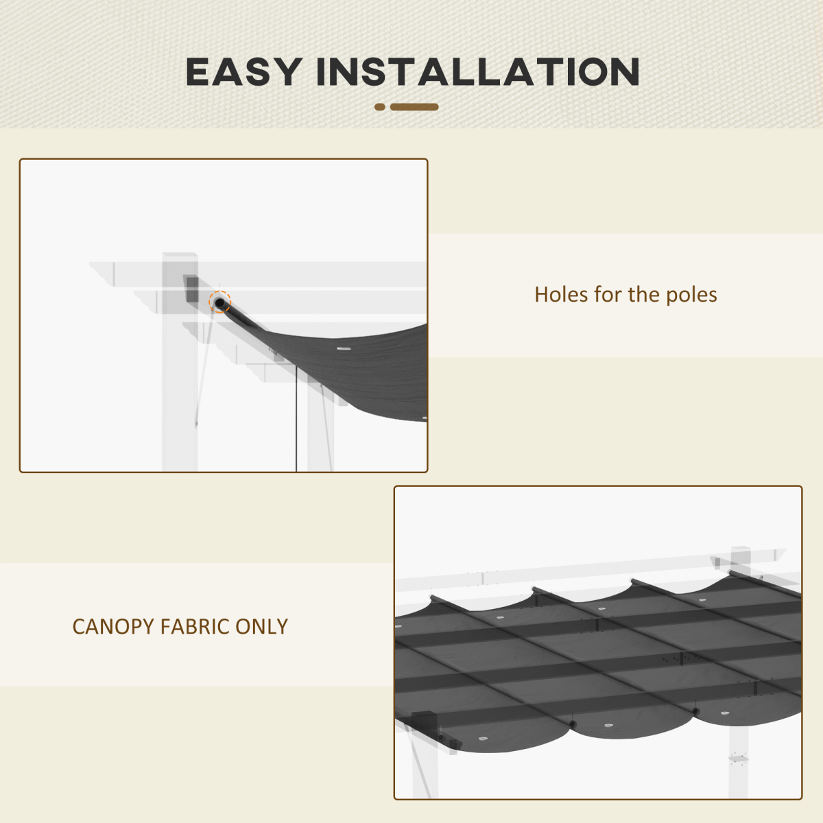 Outsunny Replacement Canopy for 3 x 3m Pergola, Grey