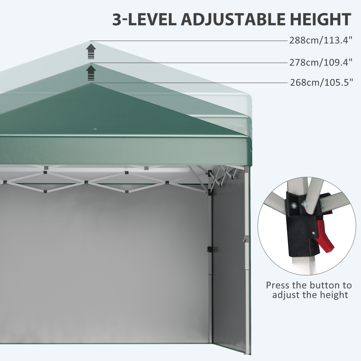 Outsunny 3 x 3 m Pop Up Gazebo Event Shelter with 2 Sidewalls and Sandbags, Green