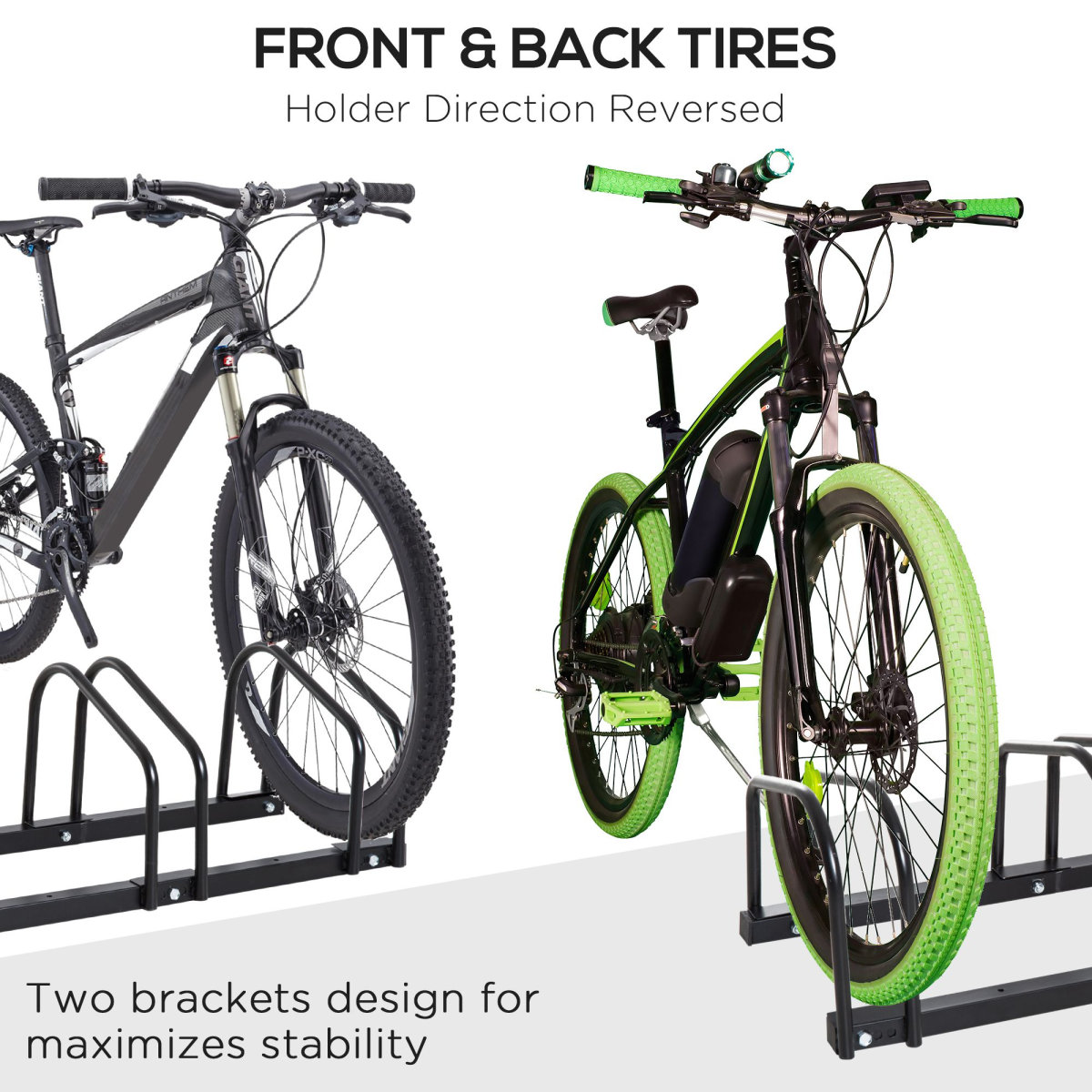 6 Bike Parking Rack Locking Storage Stand Holder Floor or Wall Mount Detachable Single Bike Stand Black Steel