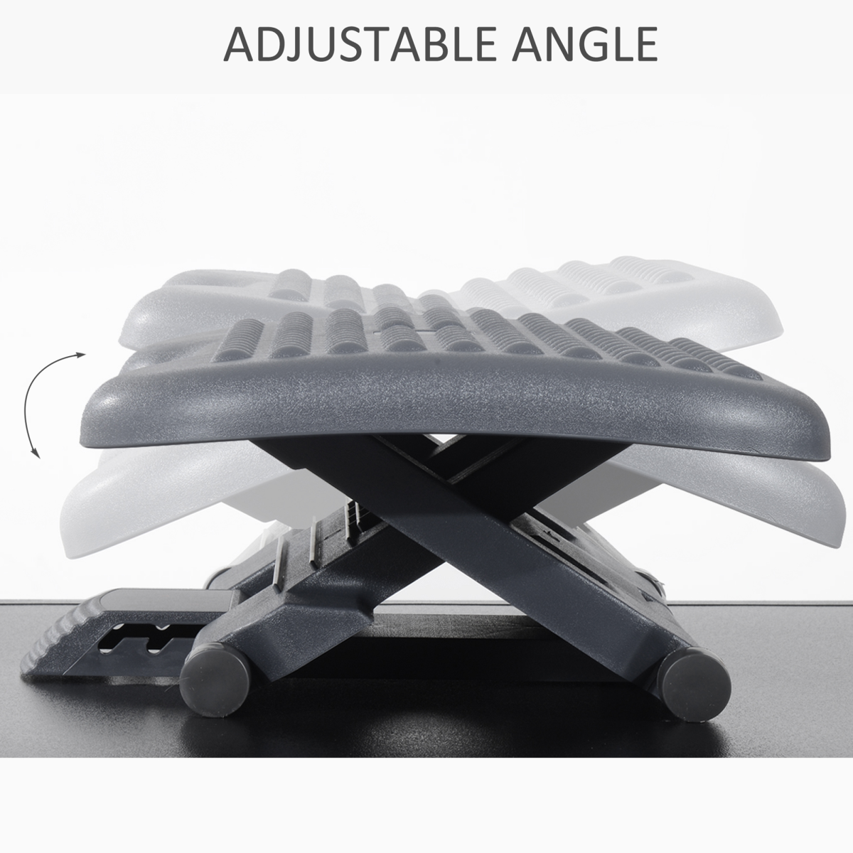Adjustable Massage Footrest, 3-Position Tilting Under Desk, Black