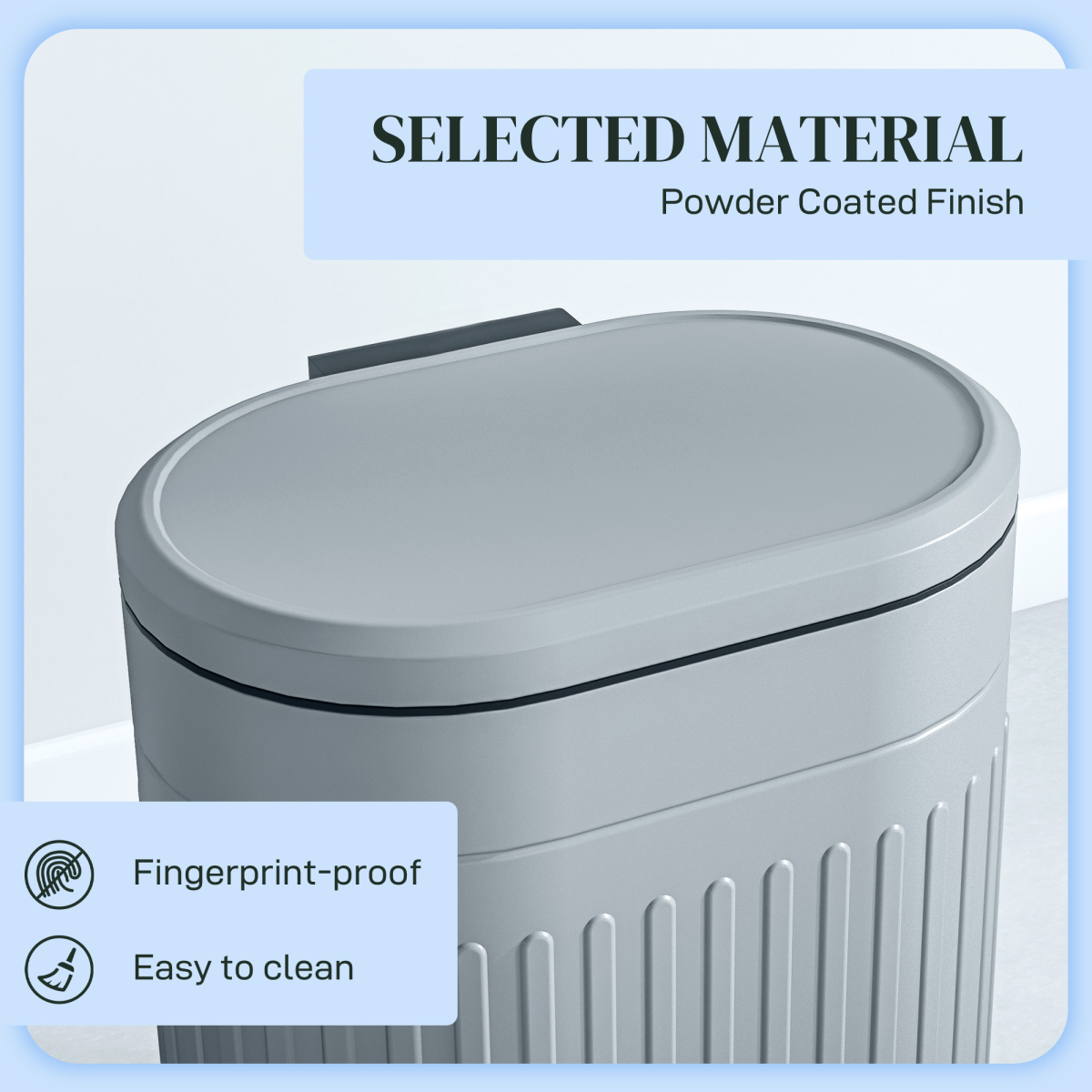 HOMCOM 20L Soft Close Pedal Bin with Stay-Open Lid - Grey