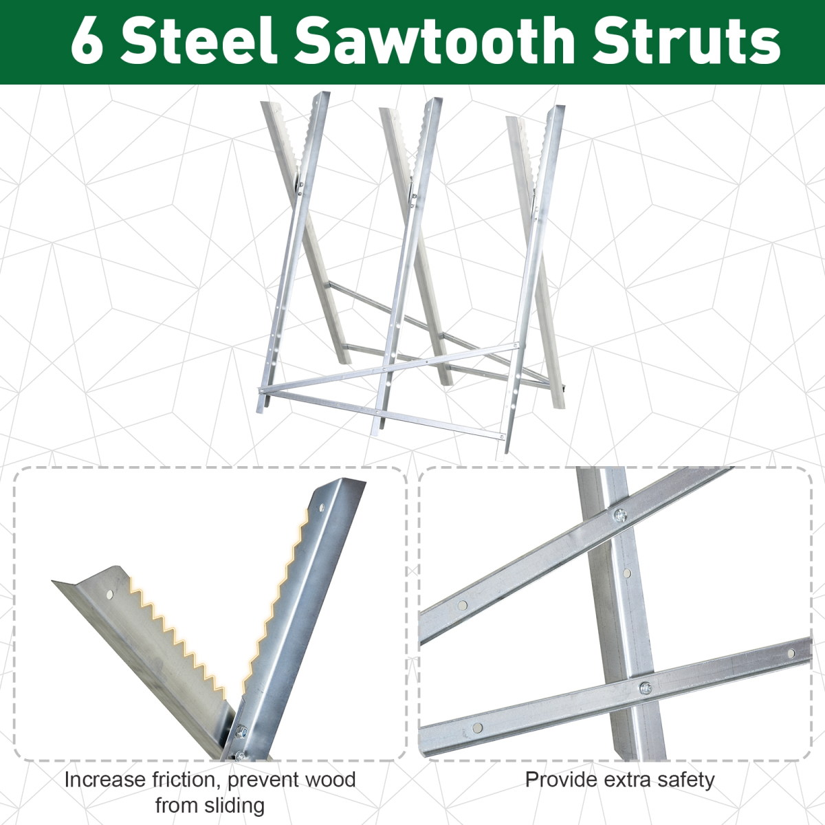 DURHAND Foldable Steel Saw Horse with Sawtooth Edges, Silver