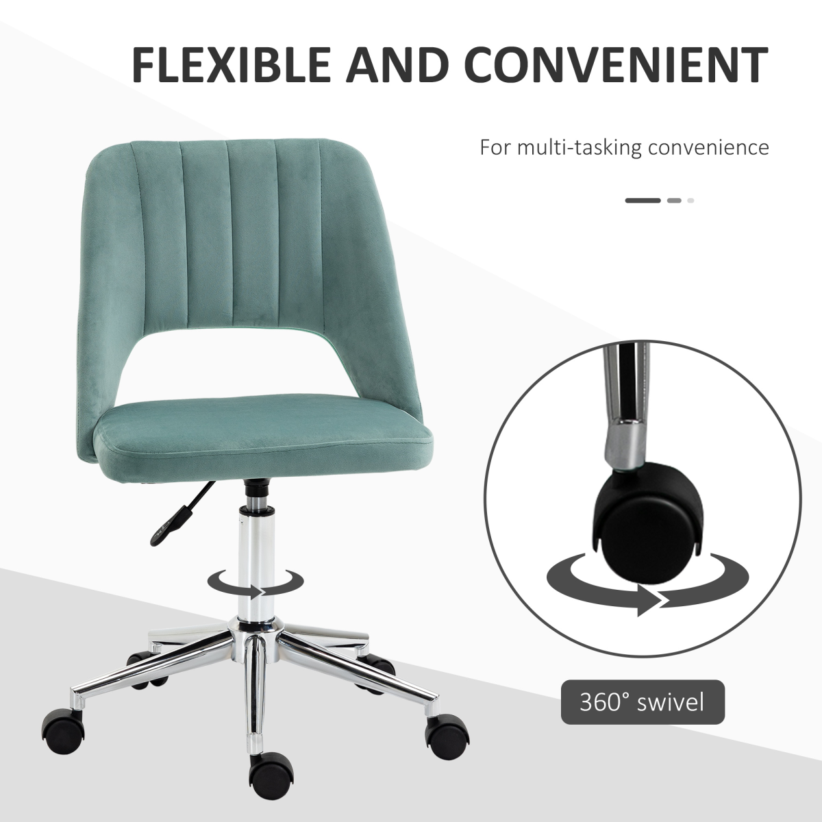 Vinsetto Green Velvet Scallop Swivel Office Chair