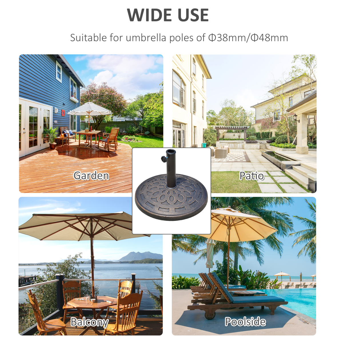Outsunny 14kg Round Bronze Patio Umbrella Stand