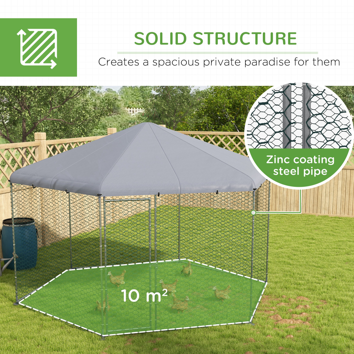 PawHut Walk-In Chicken Run with Cover for Chickens, Ducks and Rabbits