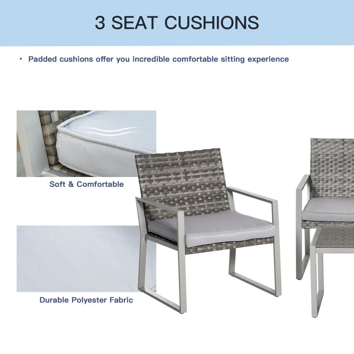 Outsunny 4-Piece Grey Rattan Outdoor Seating Set with Table