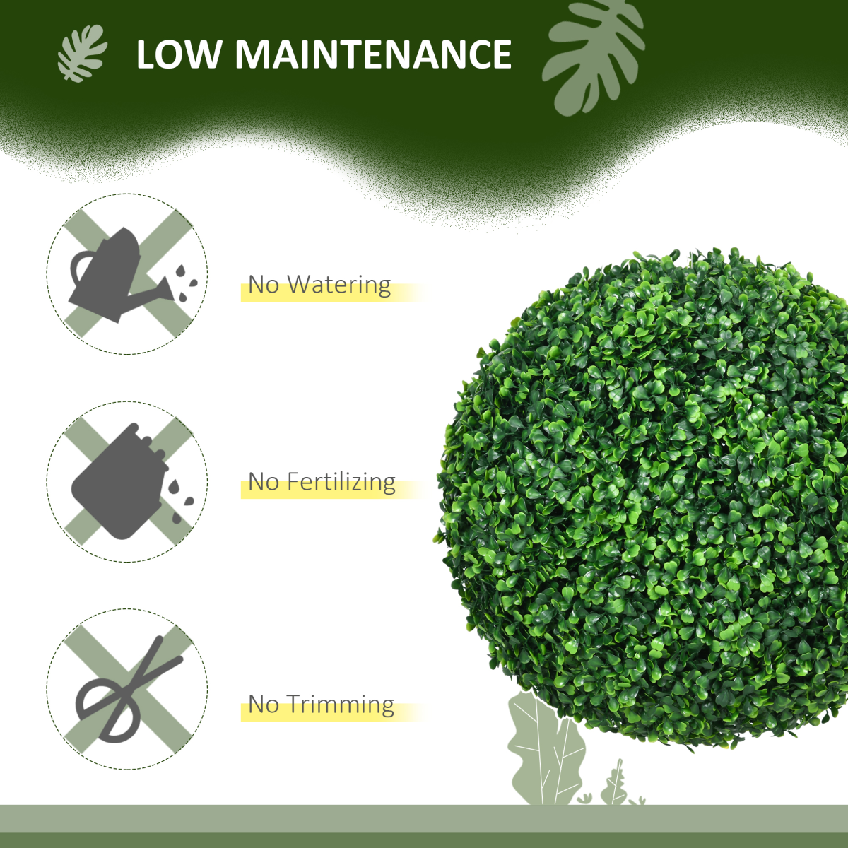 HOMCOM Set of 2 Artificial Boxwood Topiary Balls, Indoor Outdoor UV Protected