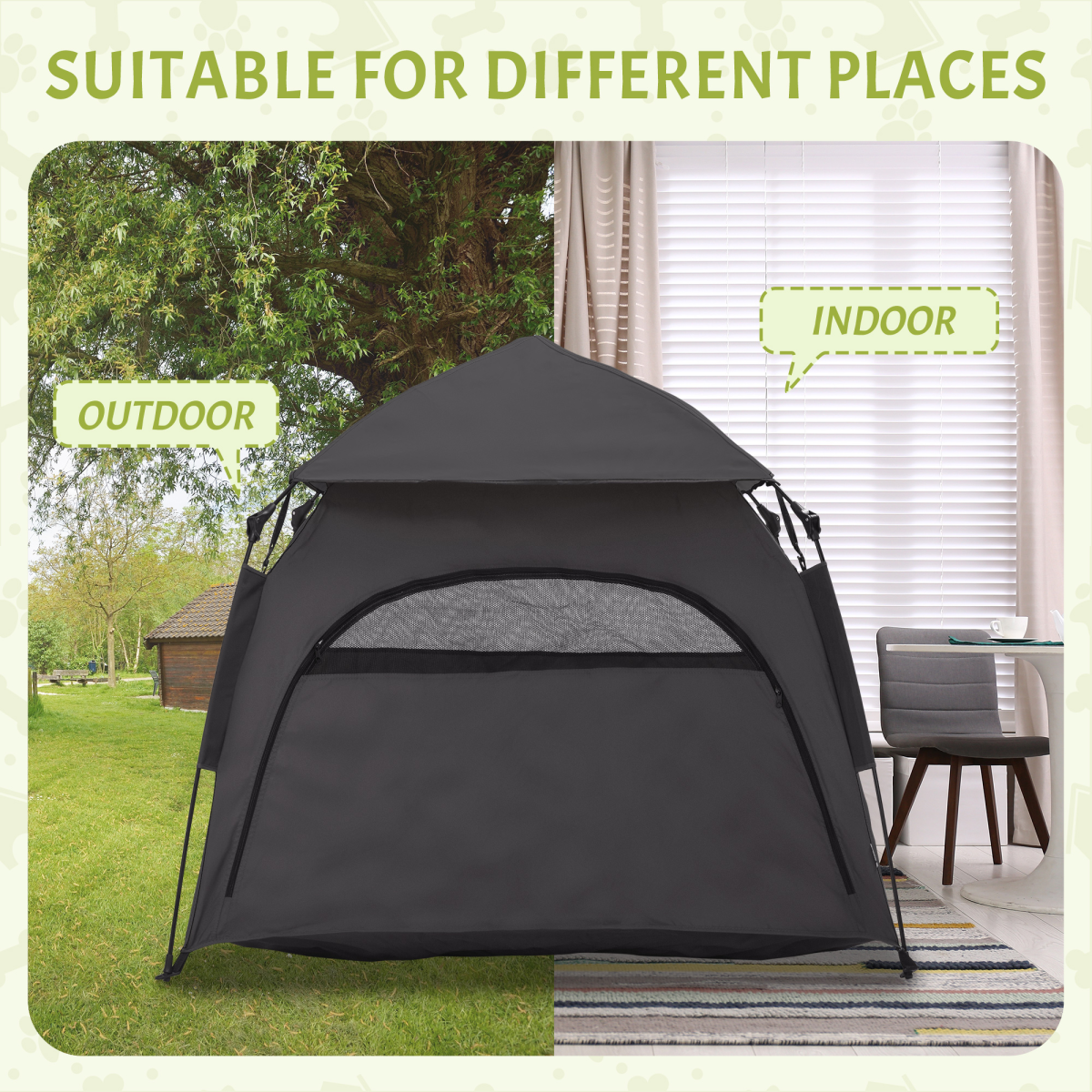 PawHut Foldable Waterproof Pet Tent with Mesh, Carry Bag, Grey
