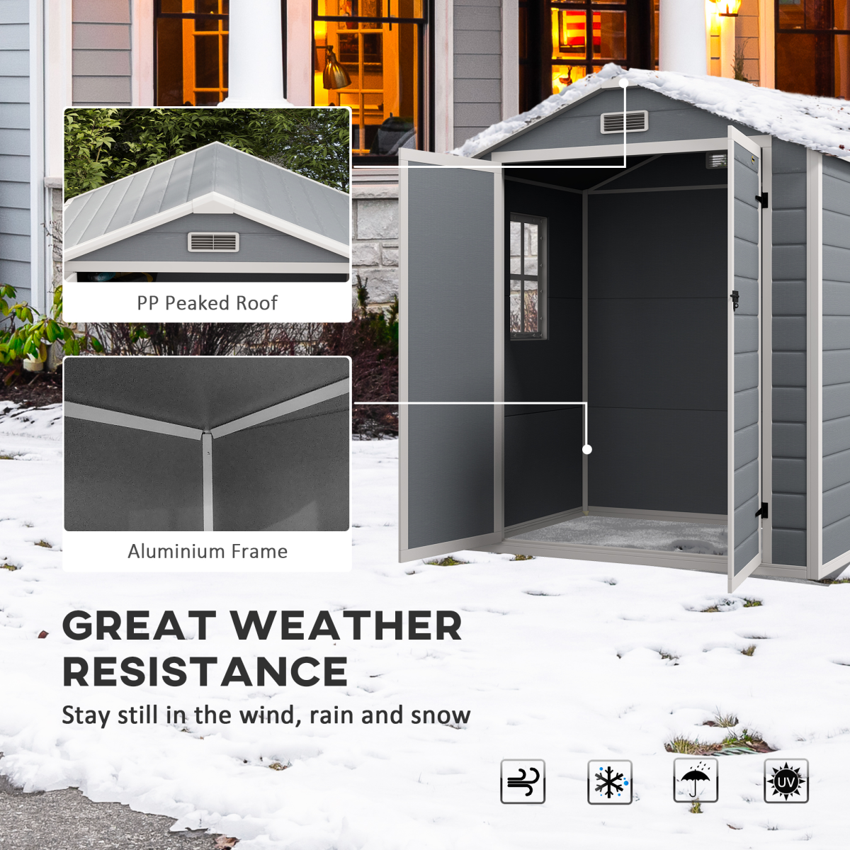 Outsunny 6' x 4.5' Lockable Double Door Garden Tool Shed
