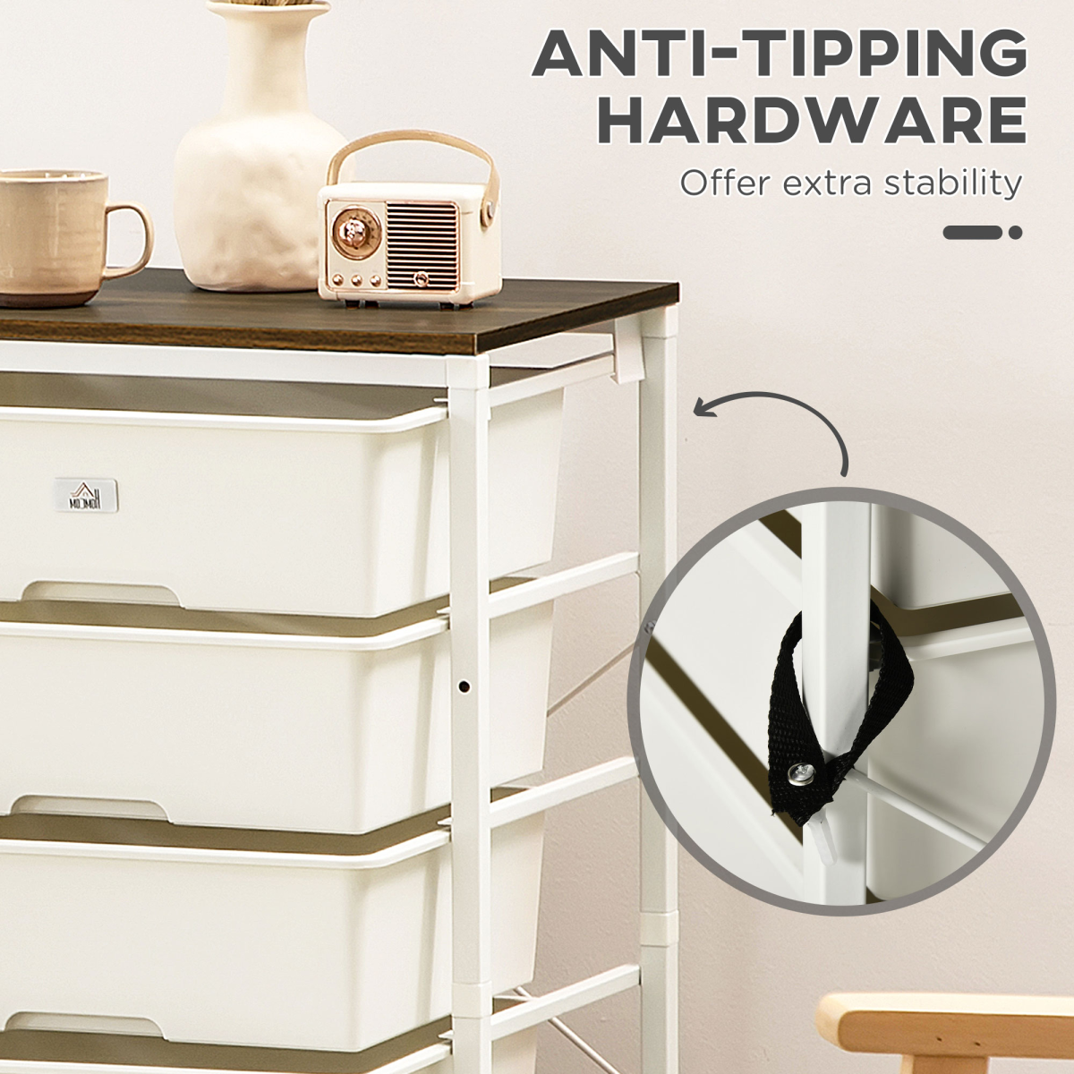 White 6-Drawer Chest of Drawers for Bedroom & Living Room