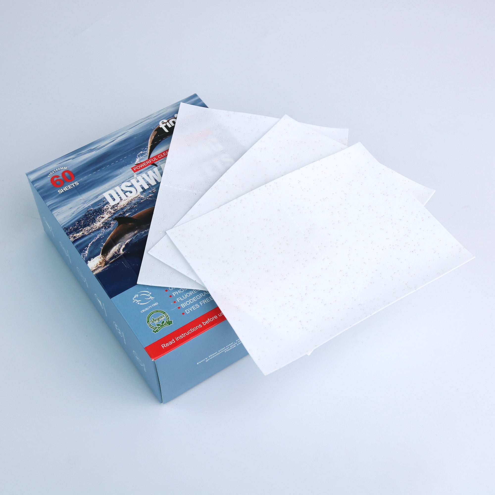 Finice Dishwashing Sheets – Enzyme Dishwasher Detergent, Eco-Friendly, Eucalyptus Scent, 60 Sheets