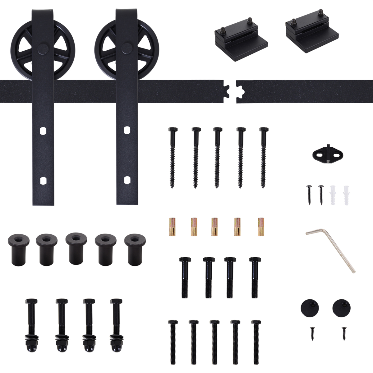 HOMCOM Sliding Barn Door Hardware Kit, 6.6 Ft, Carbon Steel, Hardware Only, for 34-40 mm Door Panels