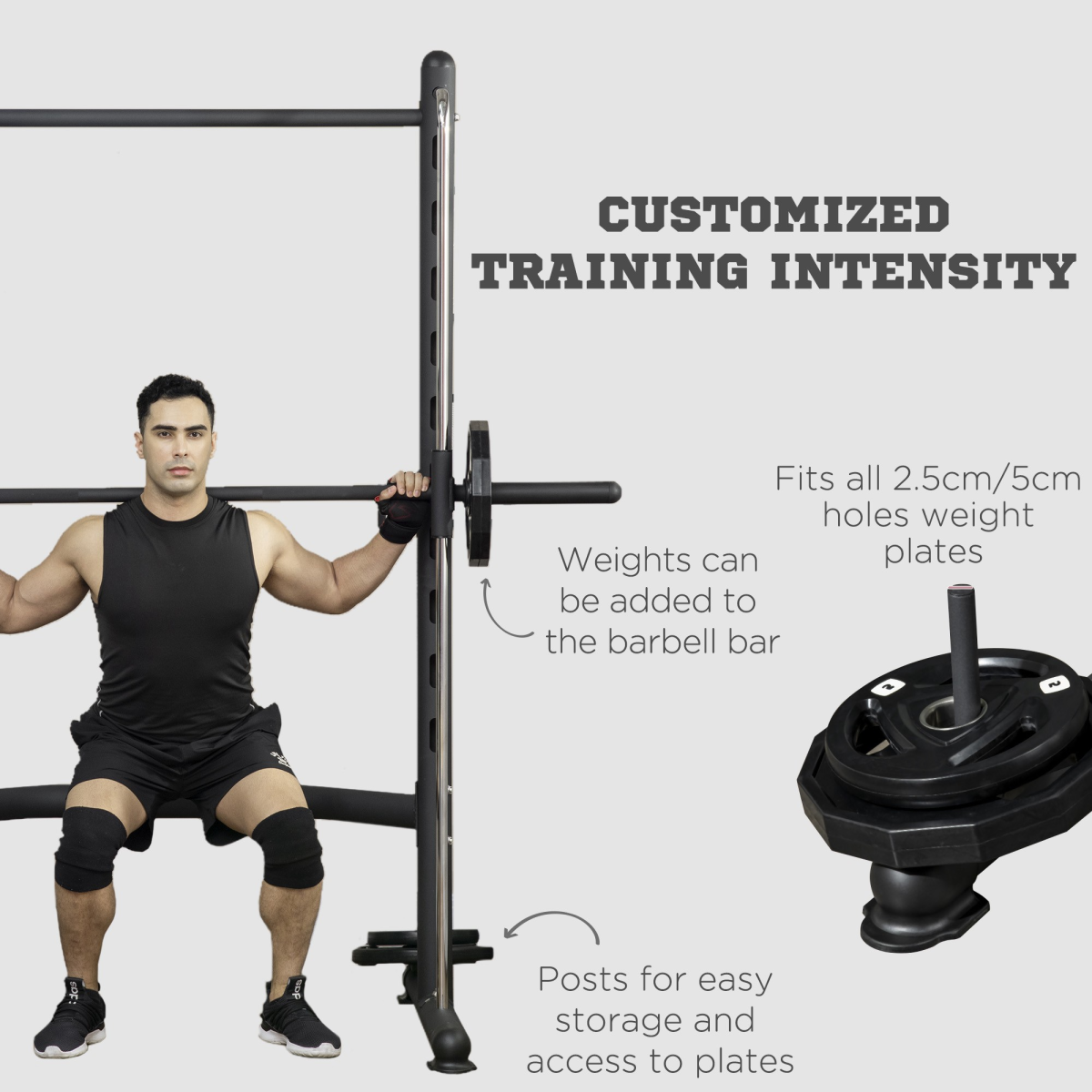 HOMCOM Adjustable Squat Rack with Pull-Up Bar & Barbell Bar