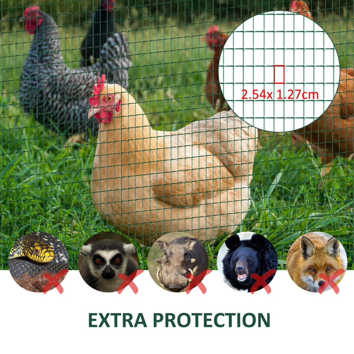 PVC Coated Galvanised Welded Wire Mesh Fence for Chicken Poultry Aviary Run Hutch Garden Bird Proofing