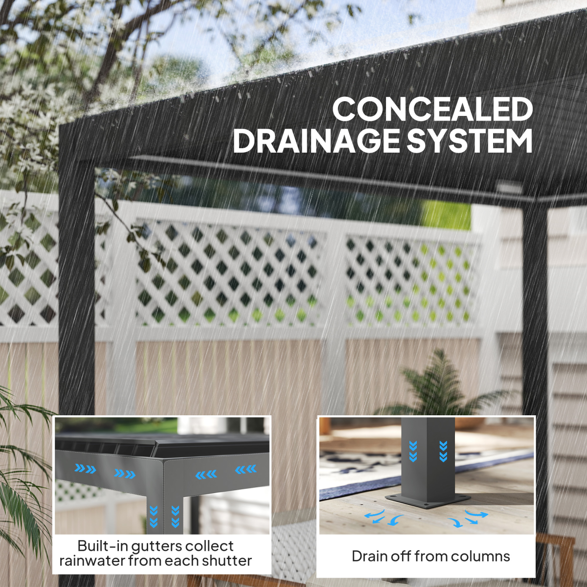 Outsunny 3x3m Electric Louvered Aluminium Pergola with LED Lights
