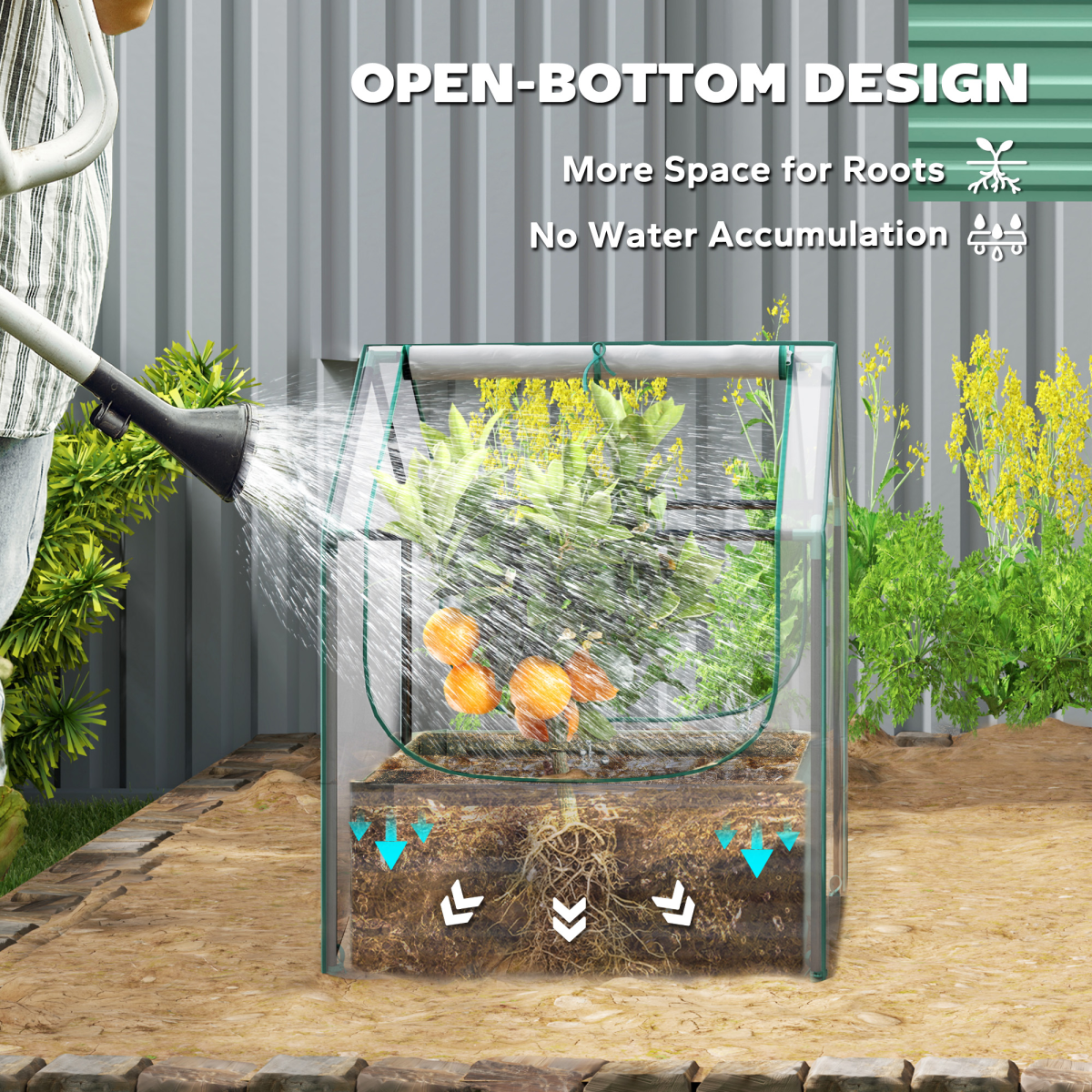Outsunny Raised Garden Bed Planter Box with Greenhouse Cover