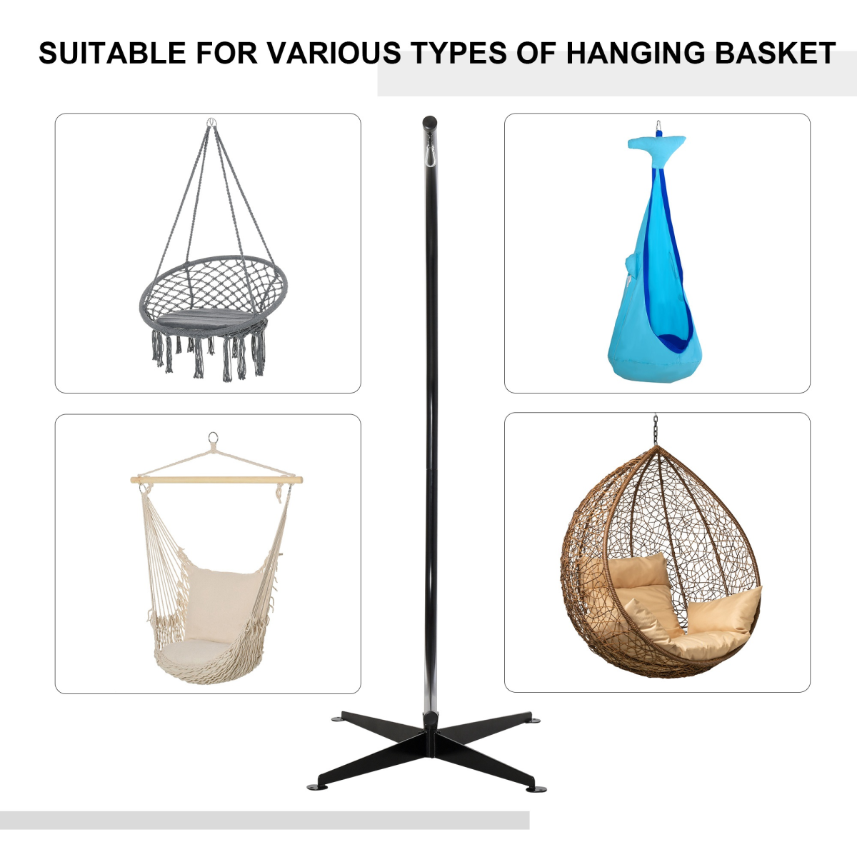 Outsunny Heavy Duty Metal Hammock Chair Stand, Indoor/Outdoor