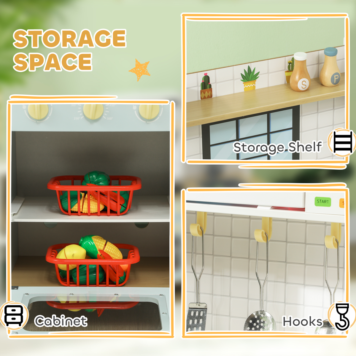 AIYAPLAY Play Kitchen with Stove, Microwave, Oven, Light & Sound