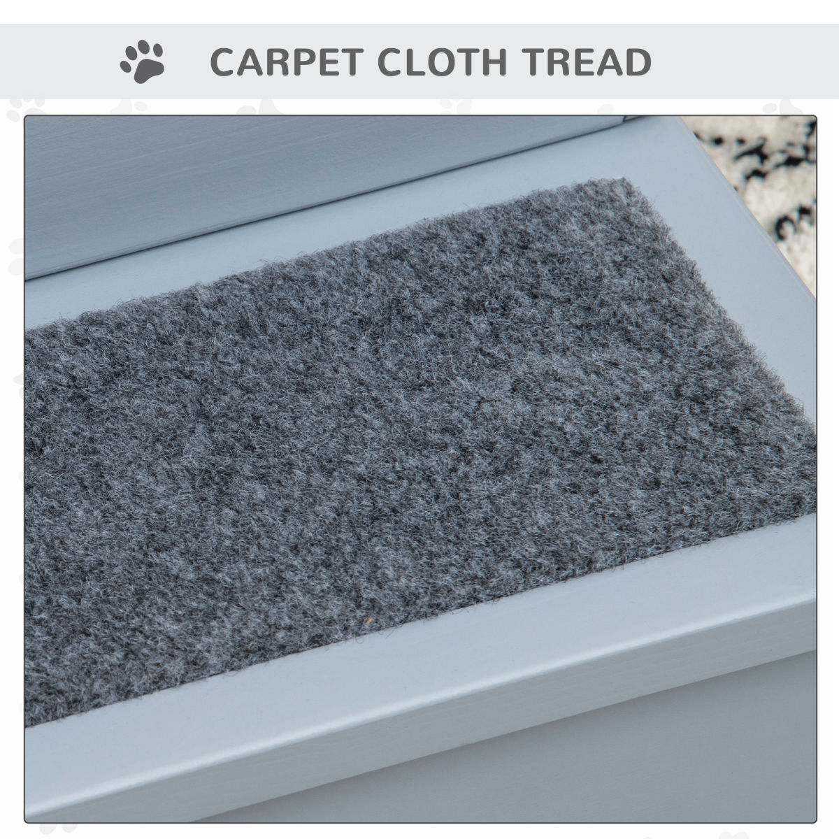 3-Step Wooden Dog Stairs with Hidden Storage, Grey