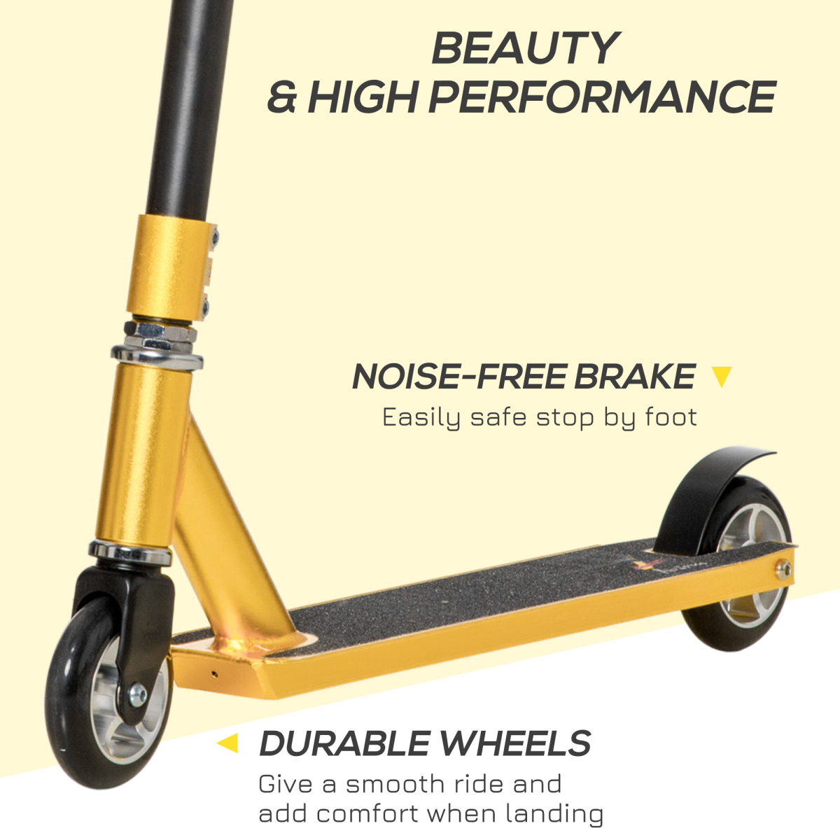 HOMCOM Stunt Scooter for 14+ Beginners, Entry Level Trick Scooter, Steel and Aluminum Alloy Frame, 360 Swivel Handlebars, Rear Wheel Brake, 100mm PU Wheels