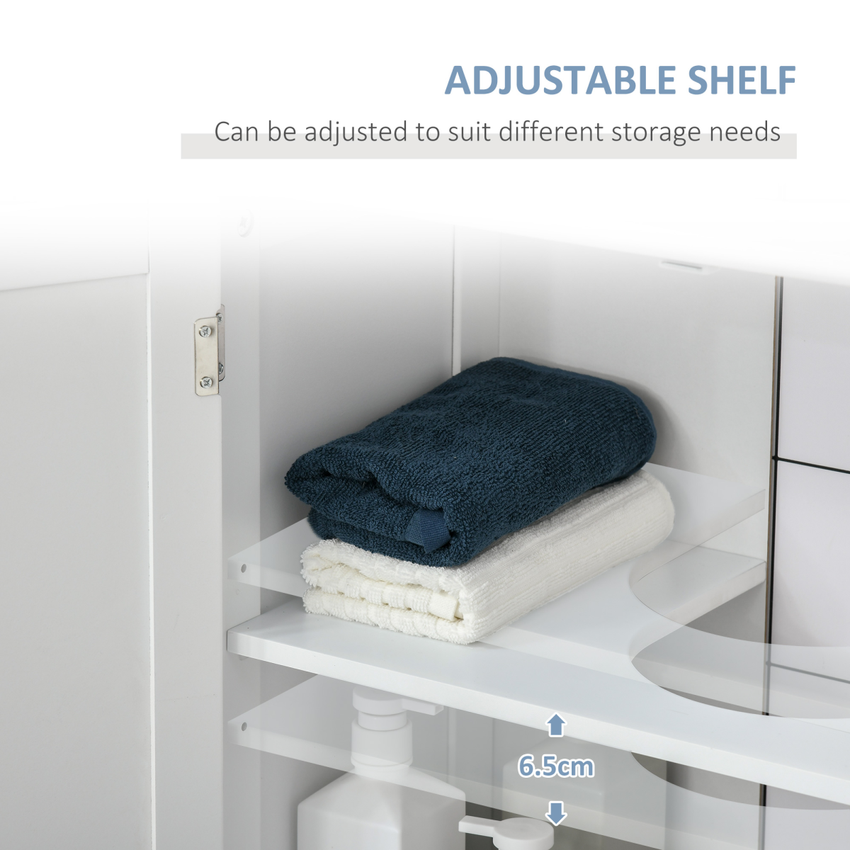 60x60cm White Under-Sink Storage Cabinet with Adjustable Shelf