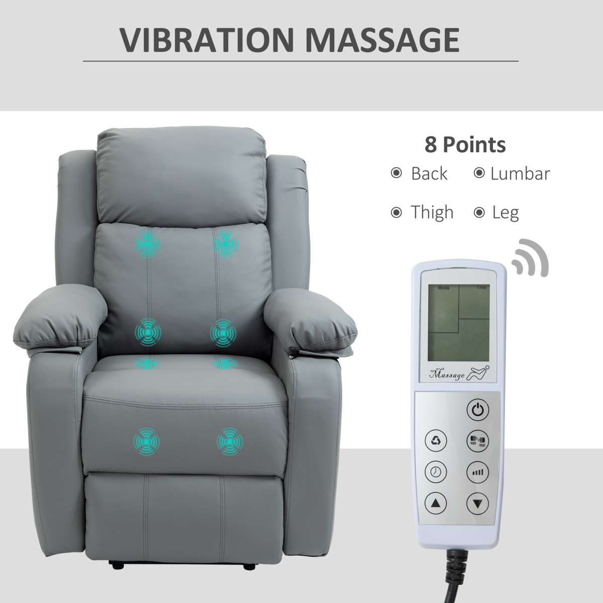 HOMCOM Electric Power Lift Recliner Chair with Massage Vibration, Grey