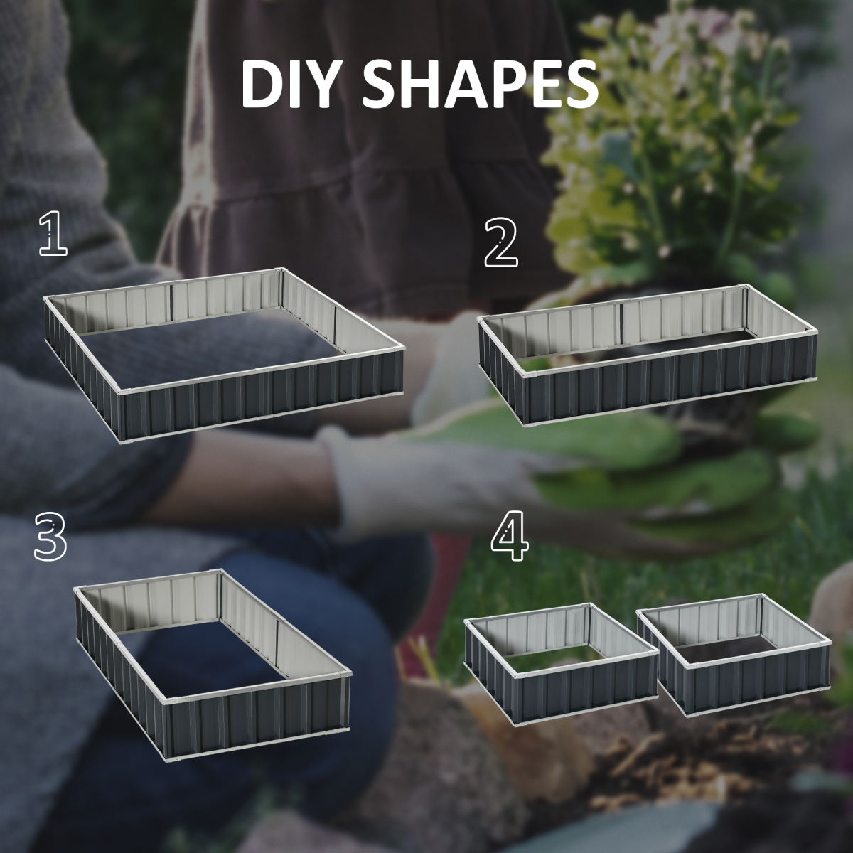 Outsunny Metal Raised Garden Bed Planter Box, 2.6m x 0.9m, No-Bottom Design