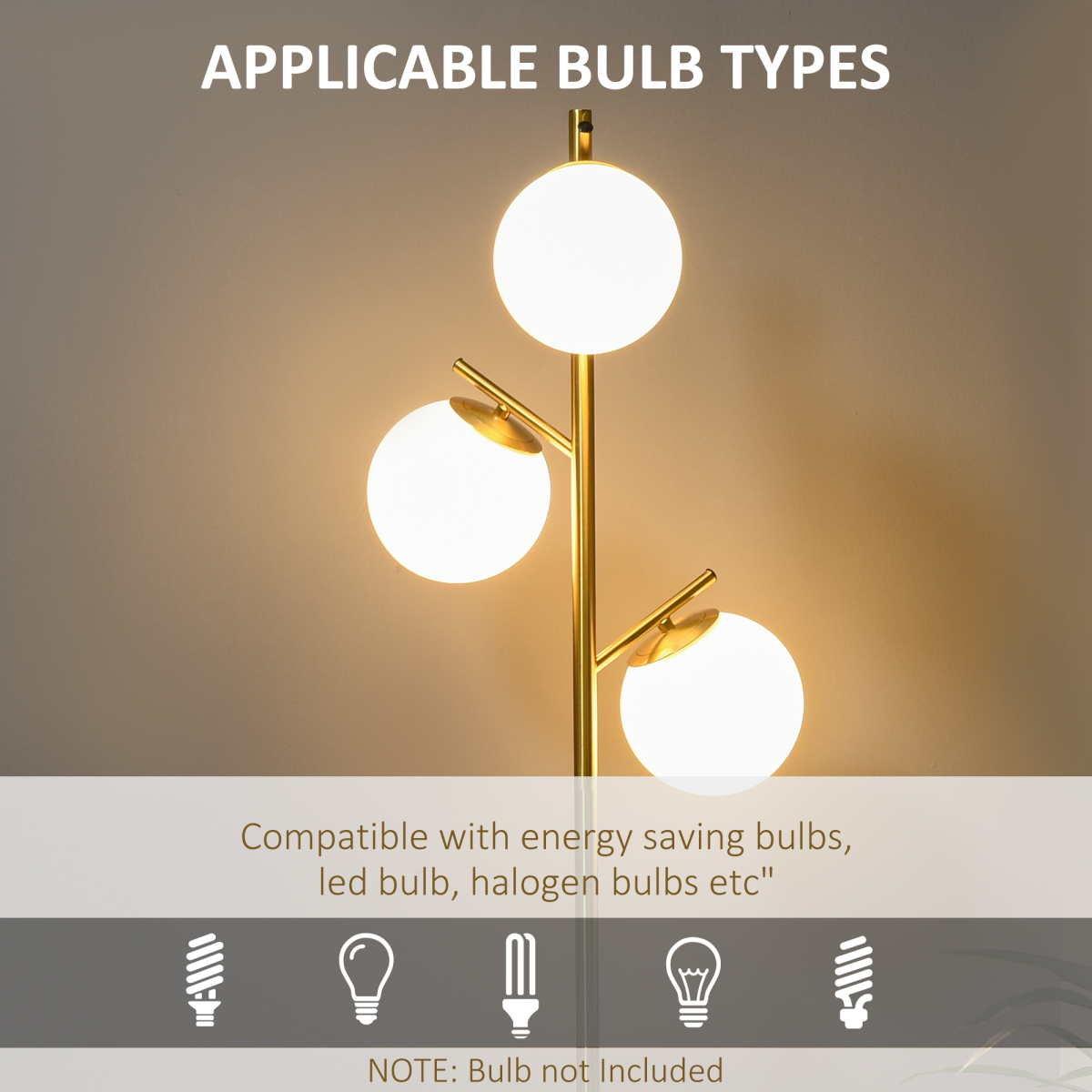 Modern 3-Light Gold Floor Lamp for Living Room & Bedroom