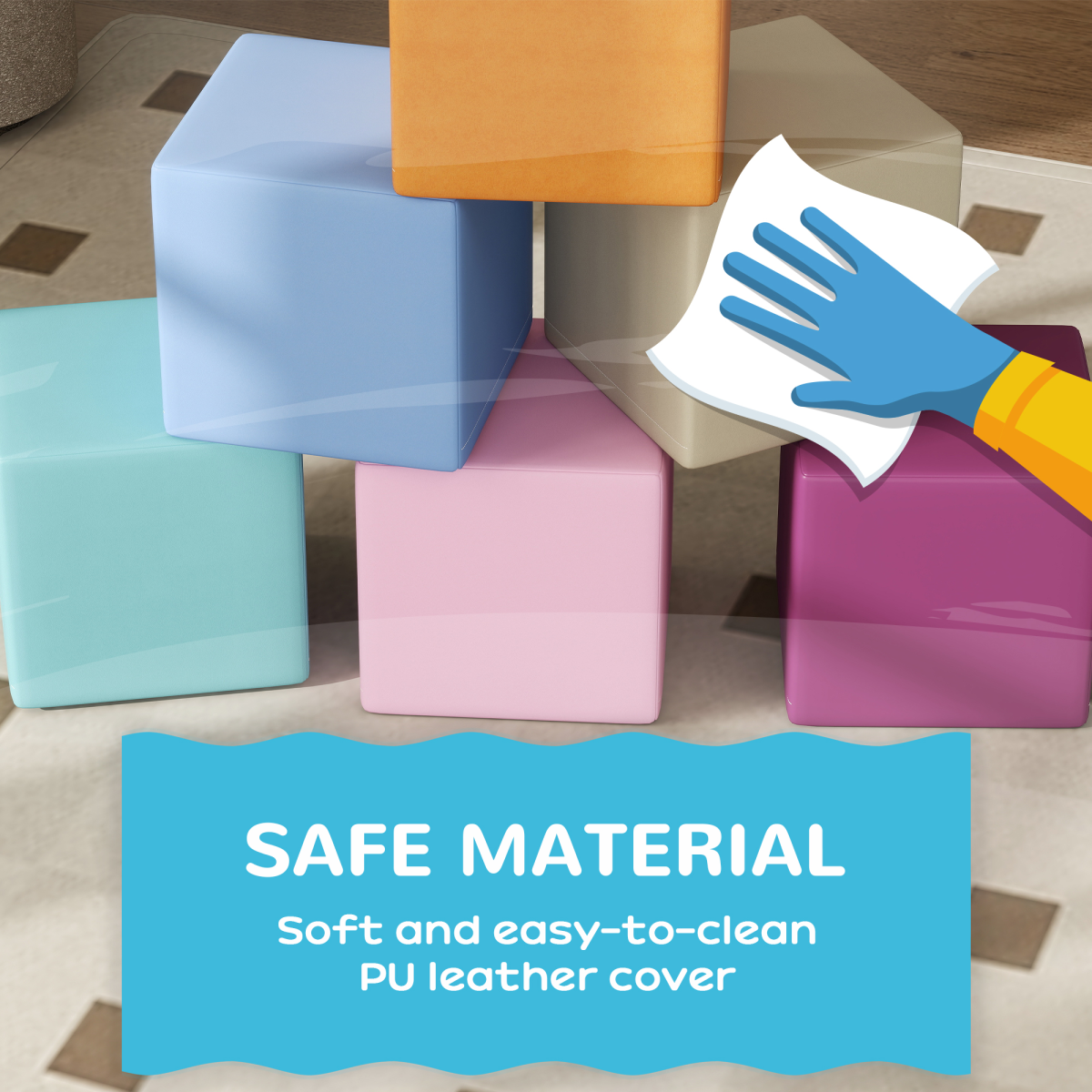 HOMCOM 12-Piece Soft Foam Play Blocks for Toddlers, Multicolour