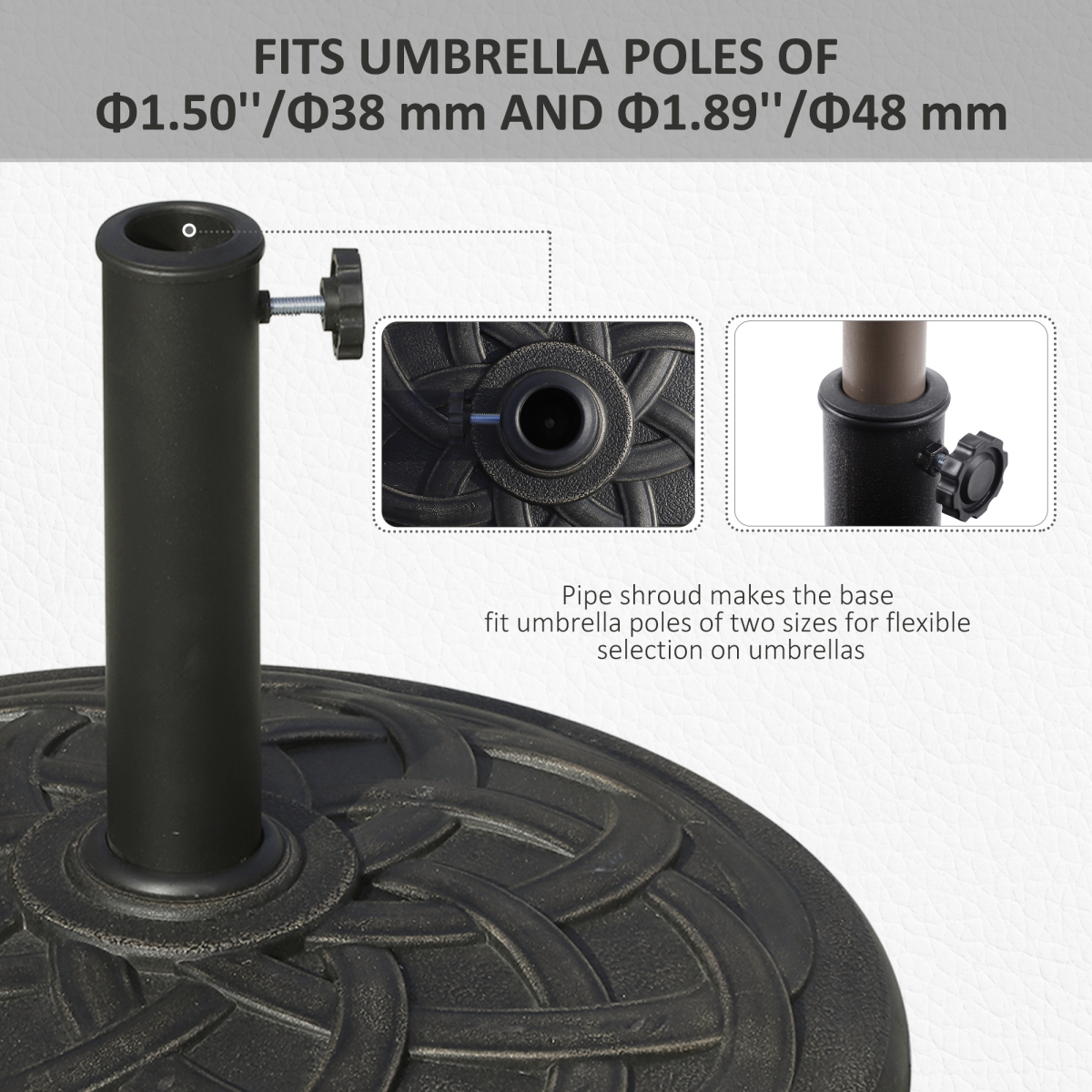 Outsunny Resin Bronze Umbrella Base for 38mm & 48mm Poles