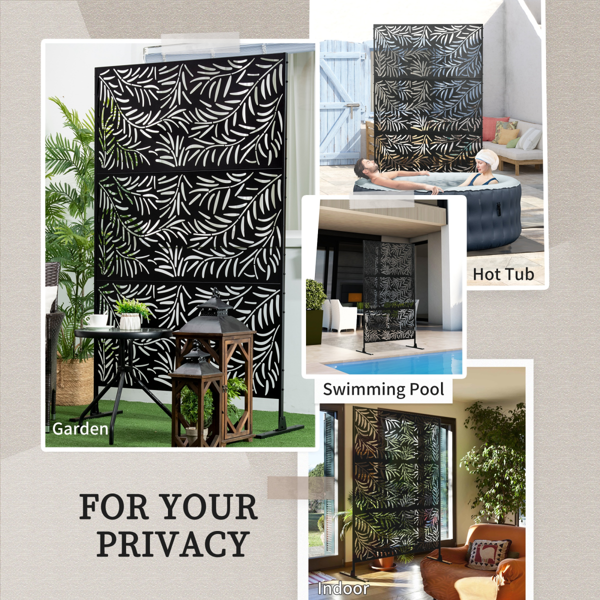 Outsunny 6.5FT Outdoor Privacy Screen Panel with Stand & Stakes