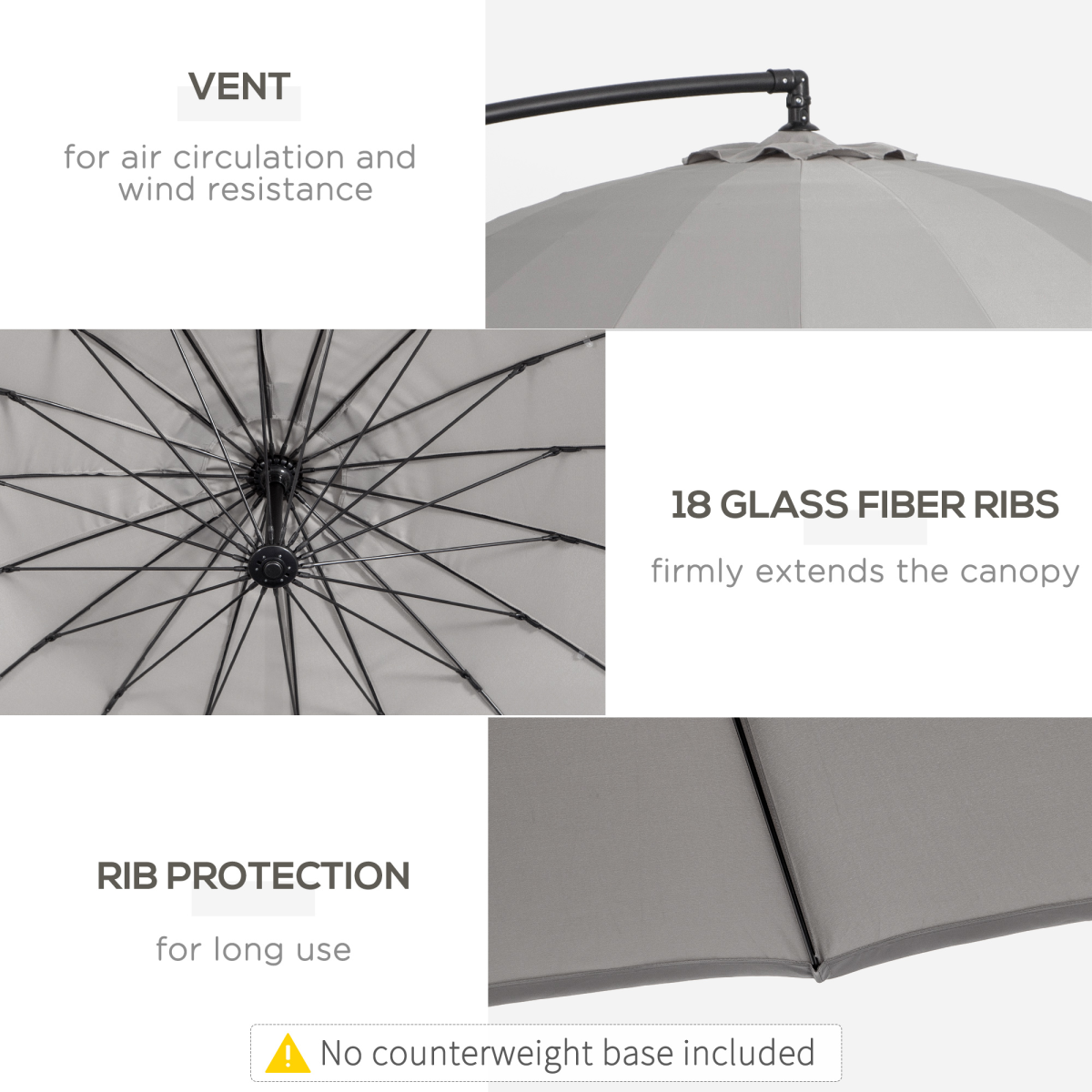 3m Square Cantilever Parasol with Crank Handle, Cross Base