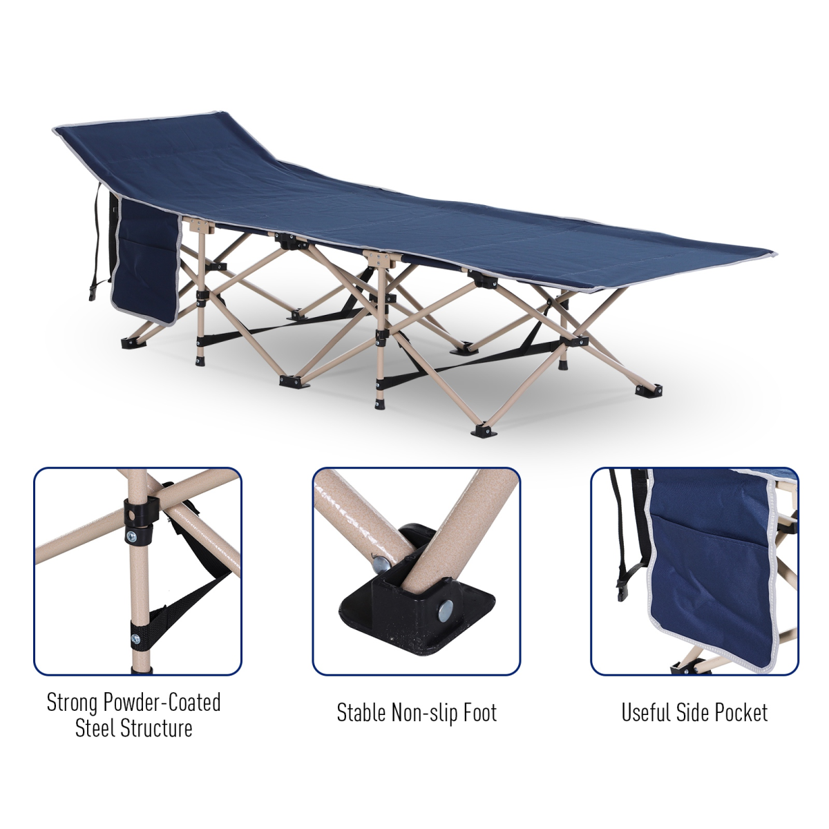 Portable Folding Camping Cot with Carry Bag, Blue