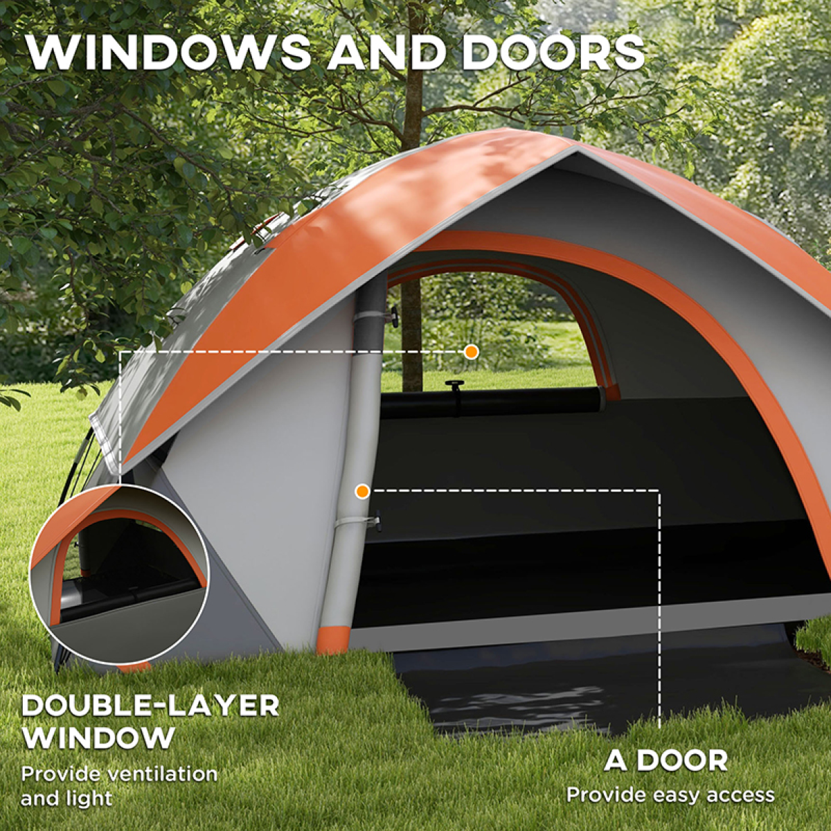 Outsunny 2-Person Camping Tent, 3000mm Rain Protection
