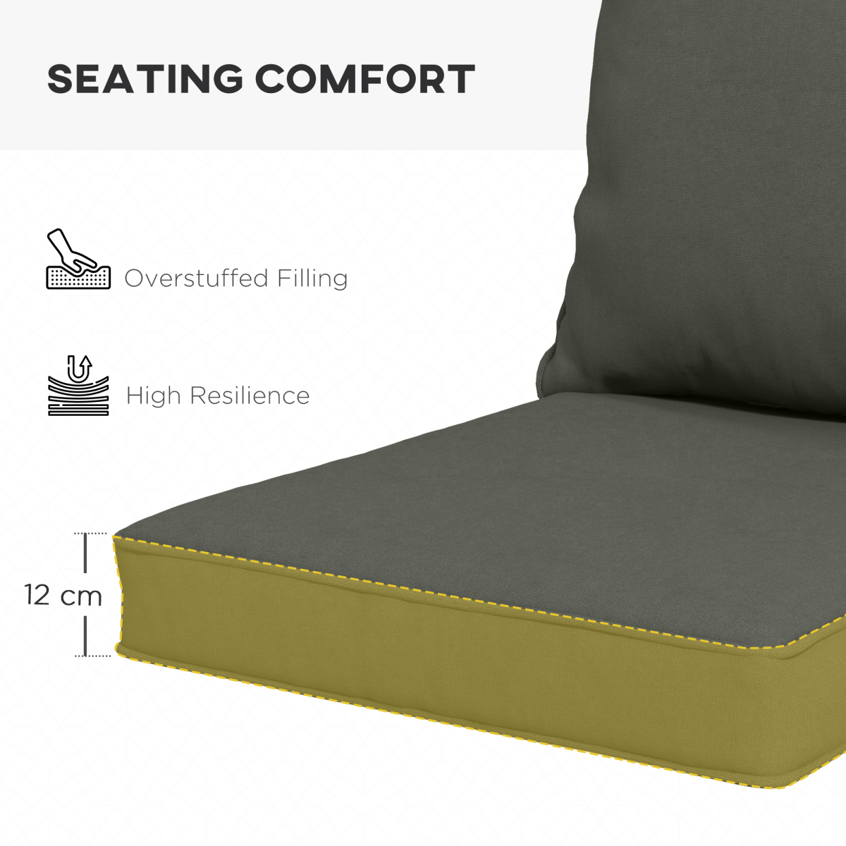 Outsunny Outdoor Seat and Back Cushion Set, Charcoal Grey