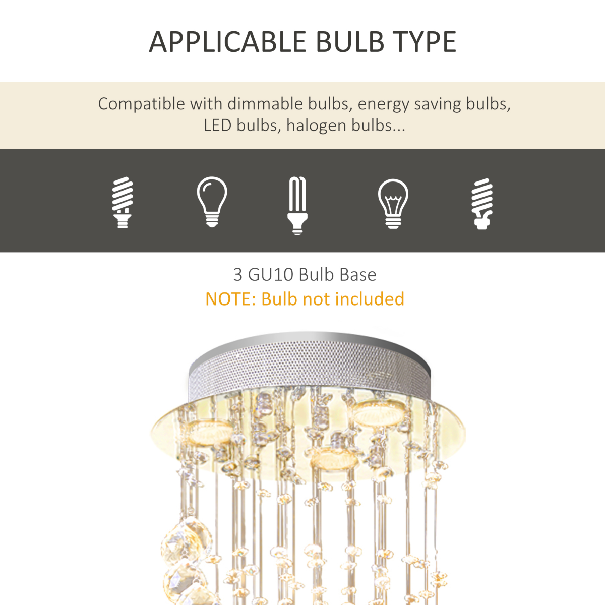 HOMCOM Crystal Chandelier 160 Octagons with Glass Crystals, Polished Chrome Finish