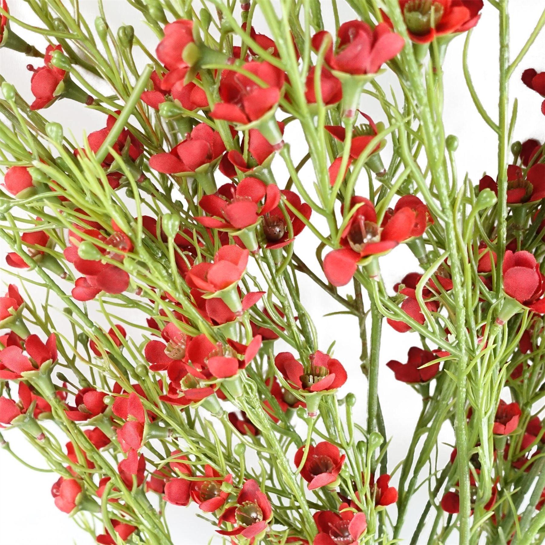 Leaf 100cm Red Artificial Foliage Spray with Small Silk Flowers, Wired Shapable Stem