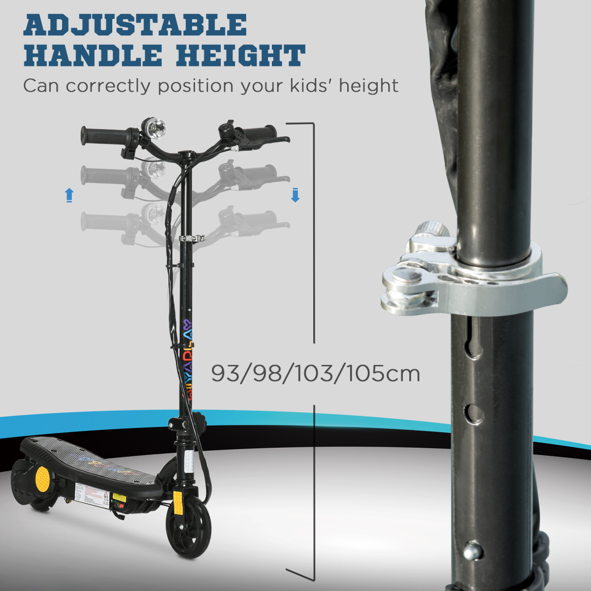 Foldable Electric Scooter with LED Headlight for Ages 7-14 - Black