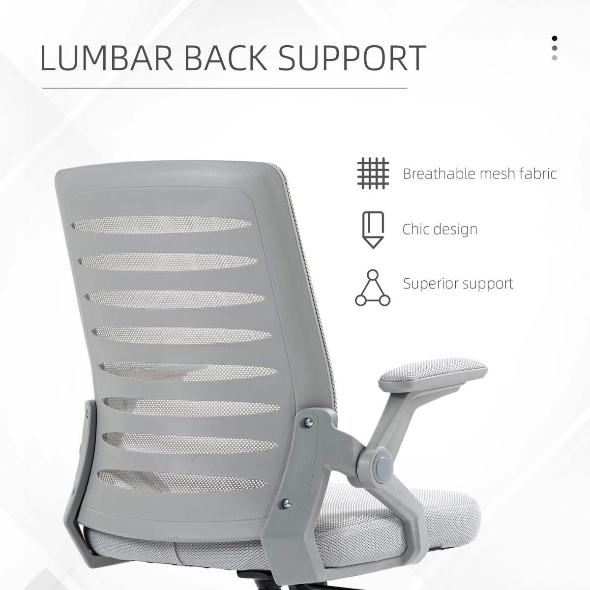 Vinsetto Mesh Office Chair Home Swivel Task Chair w/ Lumbar Support, Arm, Grey