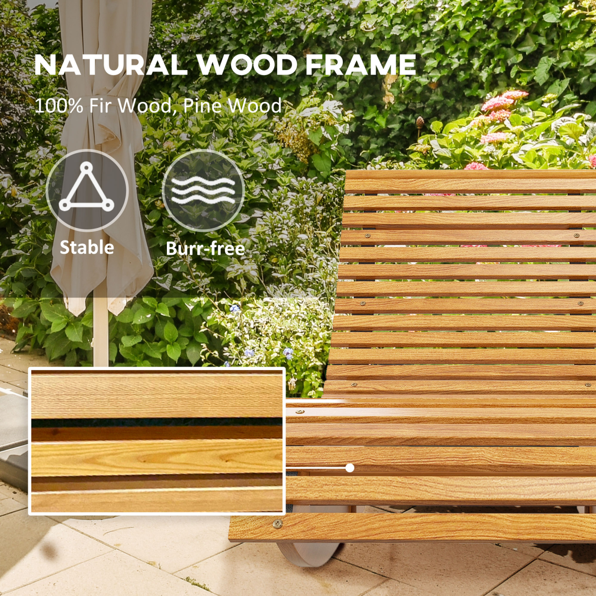 Outsunny Outdoor Wooden Rocking Chair with Slatted Seat, Teak