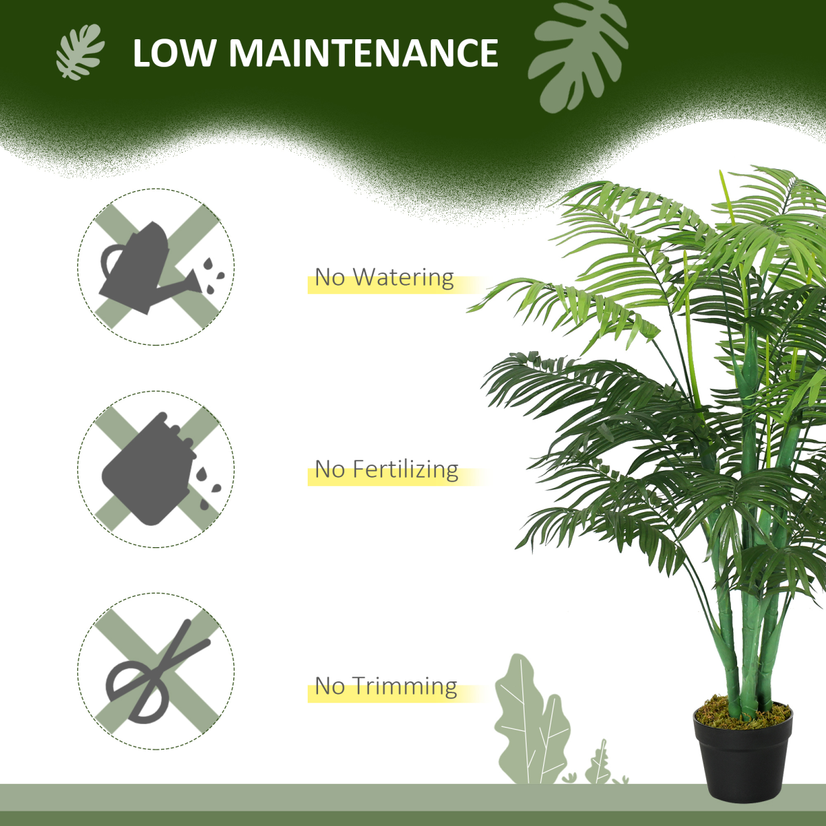Outsunny Artificial Palm Tree with 18 Bendable Leaves, Cement-Filled Nursery Pot, 125cm