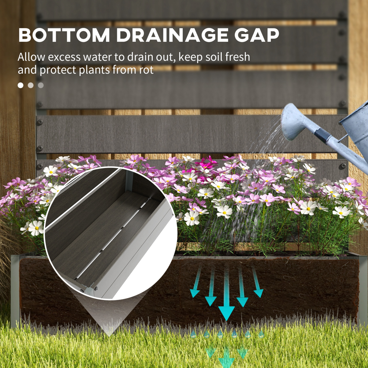 Outsunny Raised Garden Bed with Trellis, Standing Planter Box, Dark Grey