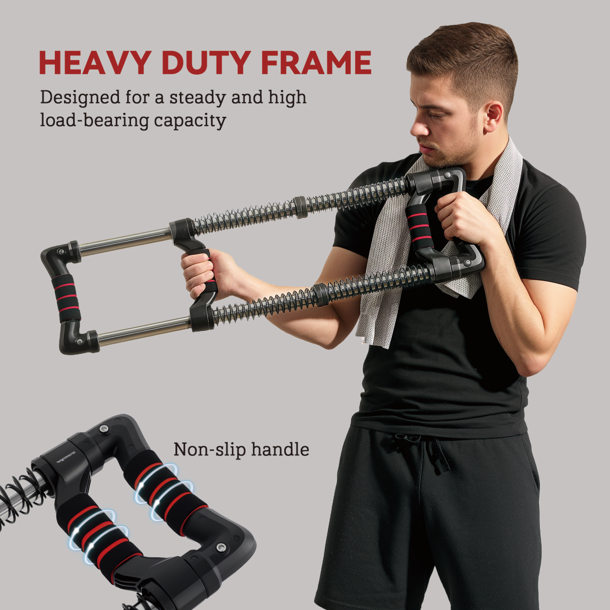 SPORTNOW Adjustable Chest Expander, 10-50kg, Stainless Steel
