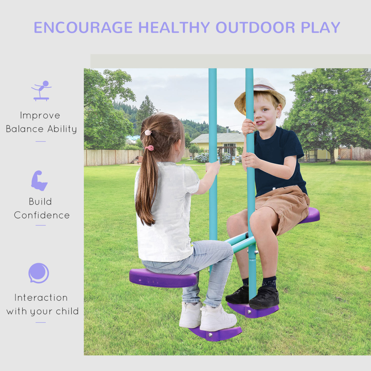 Outsunny Metal Outdoor Play Set with 2 Swings and Double Glider