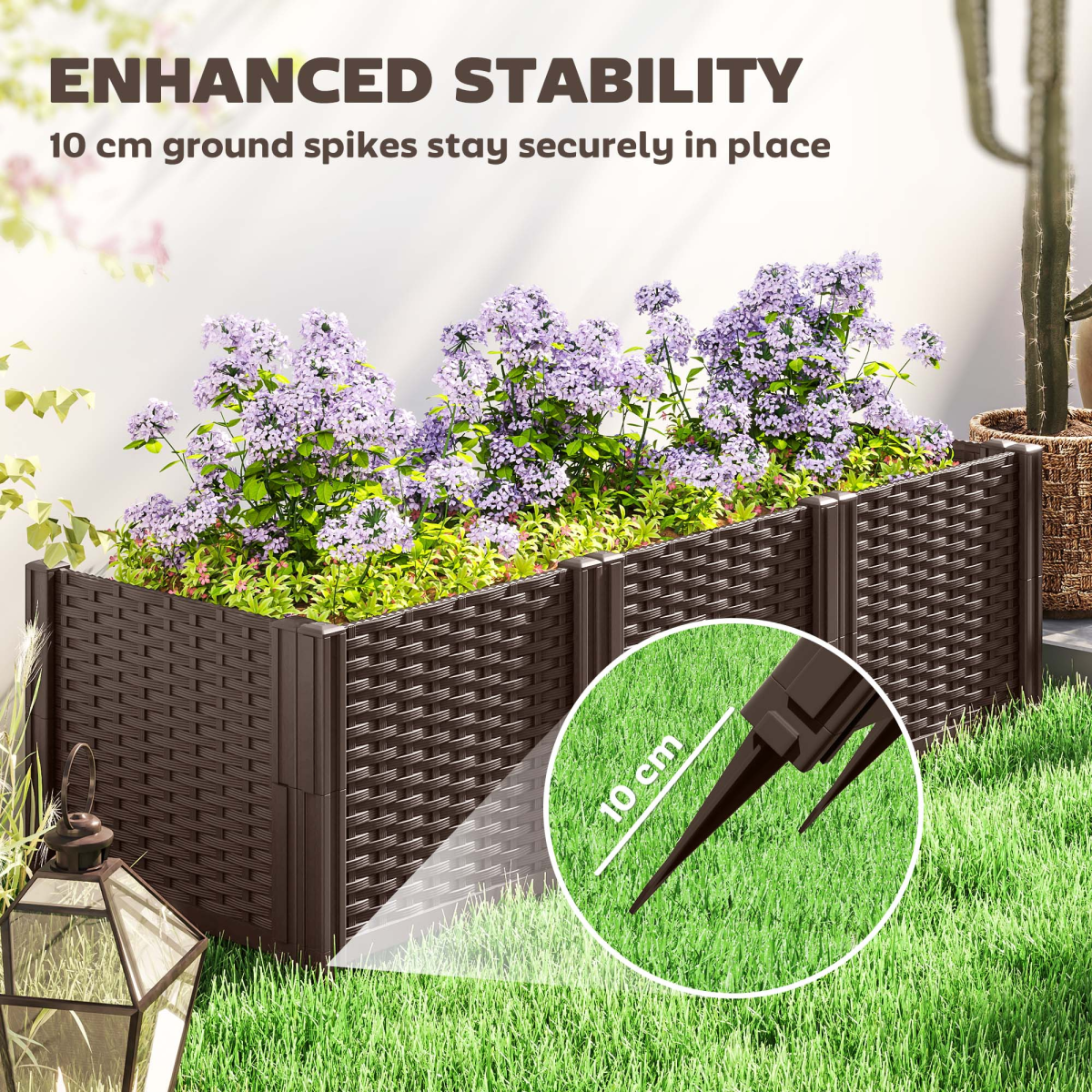 Outsunny Modular PP Raised Garden Bed Planter Box, Brown